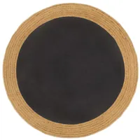 pīts paklājs, melns, dabīga apmale, 180 cm, džuta, kokvilna