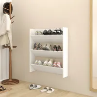 sienas apavu plaukts, 80X18X90 cm, balts, skaidu plāksne