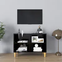 Tv skapītis ar koka kājām, melns, 69,5X30X50 cm