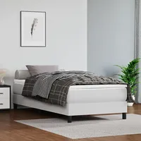 atsperu gultas rāmis, balts, 90X200 cm, mākslīgā āda