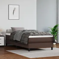 atsperu gultas rāmis, brūns, 90X200 cm, mākslīgā āda