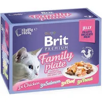 Brit Premium Cat Pouch Jelly Fillet Family Plate - wet cat food 12 x 85G 8595602519408