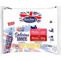 Butchers Delicious Dinners Chicken with liver, beef - wet cat food 4 x 100G 