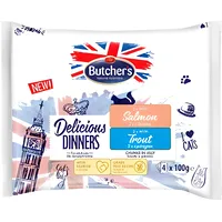 Butchers Delicious Dinners Salmon, Trout - wet cat food 4 x 100G 
