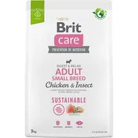 Brit Care Dog Sustainable Adult Small Breed Chicken  Insect - dry dog food 3 kg 8595602558667