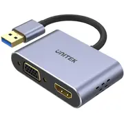 Unitek adapteris V1304A Usb-A uz Hdmi un Vga, Fullhd