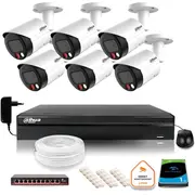 Dahua Ip novērošanas komplekts 6 Fullhd kameras ar divu krāsu nakts apgaismojumu