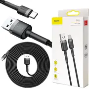 Usb-A / Usb-C kabelis Baseus Cafule Catklf-Ug1 300Cm 3A Qc 3.0 Black/Grey In Nylon apvalkā