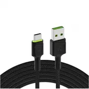 Usb-A / Usb-C kabelis Green Cell Ray 200Cm Led Quick Charge 3.0 Kabgc13