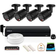 Dahua Ip novērošanas komplekts 4X Ipc-Hfw2849S-S-Il-0280B-Black 8Mpx kamera
