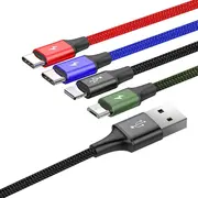 4In1 Usb-A / Apgaismojums iPhone 2X Usb-C mikro-USB kabelis Baseus Cafule Ca1T4-B01 1.2M 3.5A In Cover