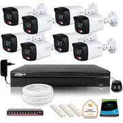 Dahua Ip novērošanas komplekts 2Mpx 8 viedās divu gaismu Ir Led 30M āra kameras