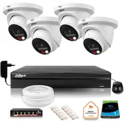 Dahua Ip novērošanas komplekts 8Mpx 4K 4 kameras Ipc-Hdw2849Tm-S-Il ar 1Tb disku