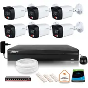 Dahua Ip novērošanas komplekts 2Mpx 6 āra kameras viedās divkāršās gaismas Ir Led 30M
