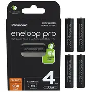 R03 / Aaa Panasonic Eneloop Pro 930Mah Ni-Mh Bk-4Hcde/4Be uzlādējamas baterijas Blisterī 4 gab.