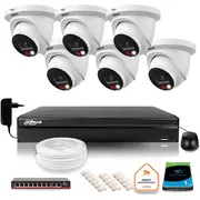 Dahua Ip novērošanas komplekts 8Mpx 4K 6 kameras Ipc-Hdw2849Tm-S-Il ar 1Tb disku