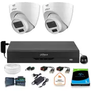 Dahua novērošanas komplekts 2X kupola kamera Hac-Hdw1500Clq-Il-A-0280B-S2 1Tb Ir 20M 5Mp