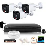Dahua Ip monitoringa komplekts 3 4Mpx 2K kameras Ipc-Hfw1439Tl1-A-Il ar 1Tb disku