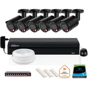 Dahua Ip novērošanas komplekts 6X kamera Ipc-Hfw2849S-S-Il-0280B-Black 8Mpx