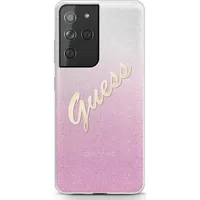 Guess Etui Guhcs21Lpcuglspi Samsung Galaxy S21 Ultra różowy/pink hardcase Glitter Gradient Script  Gue932Pnk 3700740495995