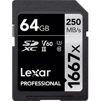 Lexar Professional 1667X Sdxc 64 Gb 10. Klases Uhs-Ii/U3 V60 karte Lsd64Gcb1667  0843367115174