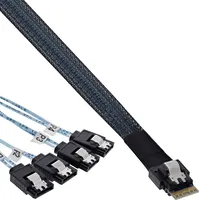 Inline Slim Sas cable, Sff-8654 to 4X Sata 7-Pin, 12Gb/S, 1M  27646B 4043718288656