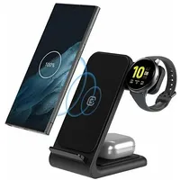 Crong lādētājs 3-In-1 bezvadu iPhone, Samsung un Android, Galaxy Watch Tws austiņām  Azcogtlcrgpspsb 5904310703550 Crg-Psps-Blk