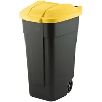Curver atkritumu šķirošanas konteiners 110L Melns ar dzeltenu vāku Uz riteņiem  214128 3253921290396