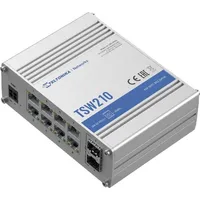 Teltonika Av signālu pārraides sistēma Tsw210 nepārvaldīts slēdzis, 8X Gigabit Ethernet, 2X Sfp, alumīnija korpuss  4779051840243