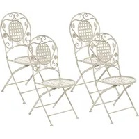 Shumee Zestaw 4 krzeseł ogrodowych metalowy złamana biel Bivio  263616 4251682266376
