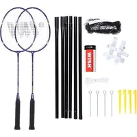 Wish Alumtec badminton racket set 4466 2 purple rackets  3 shuttlecocks net lines 14-20-031 5907695555257