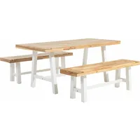 Beliani Zestaw ogrodowy Scania drewniany stół i 2 ławki biały  38169 4260580936120