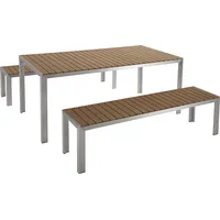 Beliani Zestaw ogrodowy Nardo stół i 2 ławki jasne drewno  17750 4260580939305