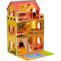 Funfit Drewniany domek dla lalek z basenem oraz oświetleniem Led Rgb  2 lalki 5902759978638
