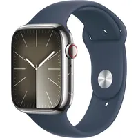 Apple Watch Series 9 Gps  Cellular 45Mm Silver Stainless Steel Case with Storm Blue Sport Band - M/L Mrmp3Qp/A 195949025396