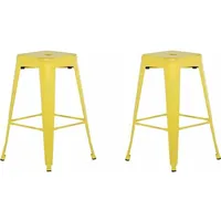 Beliani 2 metāla bāra krēslu komplekts 60 cm dzeltens un zelts Cabrillo  98763 4260602374381