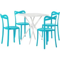Beliani Zestaw ogrodowy stół i 4 krzesła biały z niebieskim Sersale/Camogli  314628 Bel 4251682278966