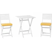 Beliani Zestaw mebli balkonowych drewniany biały z poduszkami żółtymi Fiji  85226 4260580927456