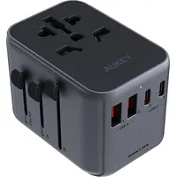 Aukey Pa-Ta07 Universal Travel Adapter Charger 35W with Usb-C  Usb-A Uk Usa Eu Aus Chn 150 Countries 689323786008