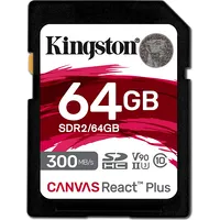 Kingston Canvas React Plus Sdxc 64 Gb 10. Klases Uhs-Ii/U3 V90 karte Sdr2/64 Gb  Sdr2/64Gb 0740617301953