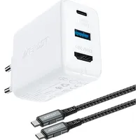 Acefast lādētājs 2In1 Gan 65W Usb Type C / lādētājs, Hdmi adapteris 4K60Hz Komplektā ar kabeli balts A17  187727325 6974316281092
