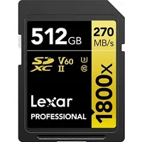 Lexar memory card Sdxc 512Gb Professional 1800X Uhs-Ii U3 V60  Lsd1800512G-Bnnng 0843367127863