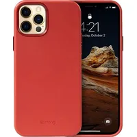 Crong Essential Cover - Etui ze skóry ekologicznej iPhone 12 Pro Max Czerwony  Crg-Ess-Ip1267-Red 5907731987752