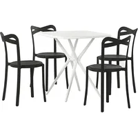 Beliani Zestaw ogrodowy stół i 4 krzesła biały z czarnym Sersale/Camogli  314610 Bel 4251682278959