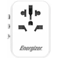 Energizer Ultimate lādētājs  Es / Asv Au Ak ceļojumu adapteris  2X Usb-A un Usb-C Mfi sertificēts Balts Ta633M 3492548230884