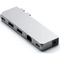 Satechi Usb centrmezgla adapteris Hub Pro mini ar dubultu Usb-C Apple Macbook 2Xusb-C, 2X Usb-A, Ethernet, ligzdas ports Sudraba krāsā  Sth35 810086360307