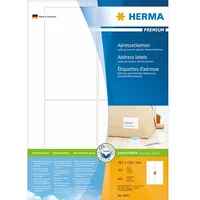 Herma Adrešu uzlīmes 4472 Premium A4, balts, matēts papīrs, 400 gab, noapaļoti stūri  4008705044721