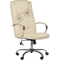 Krzesło biurowe Beliani Lumarko Fotel biurowy regulowany z funkcją masażu ekoskóra beżowy Grandeur  301813 Bel 4251682272094