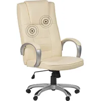 Krzesło biurowe Beliani Lumarko Fotel biurowy regulowany z funkcją masażu ekoskóra beżowy Grandeur Ii  301920 Bel 4251682272124