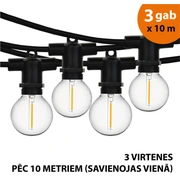 Āra virtene Led lampiņas 30 m Perl melnā krāsā